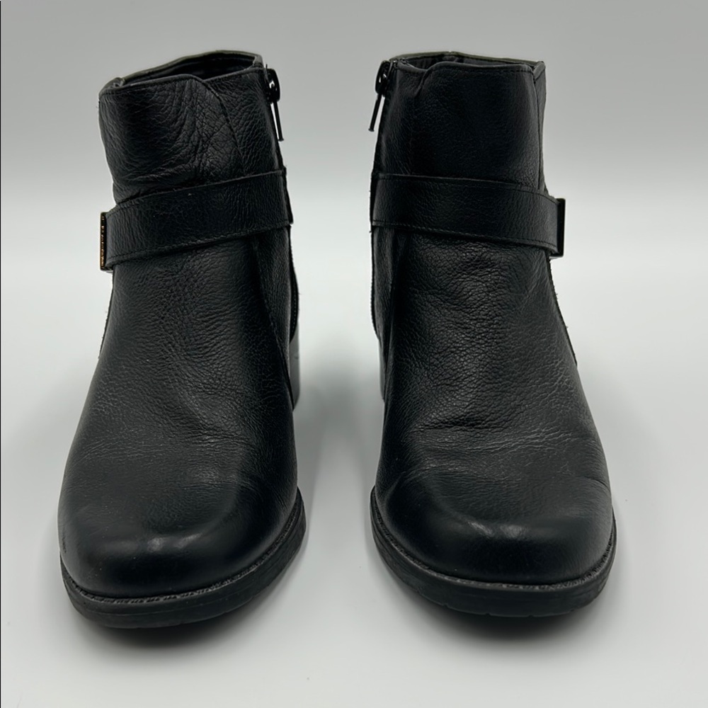 Anne Klein Lorissa Leather Ankle Booties Women's 6.5 Black Ruched Detail Zip Up - Picture 2 of 14